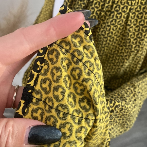 Vintage half apron yellow black smock rikrak ribbon kitchen home cooking 60s 70s - Picture 8 of 15